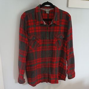 Natural Reflections Red and Gray Plaid Button Down Shirt